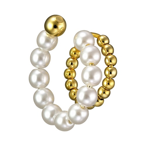 Серьги UVI JEWELLERY Золотистый кафф с жемчужными бусинами